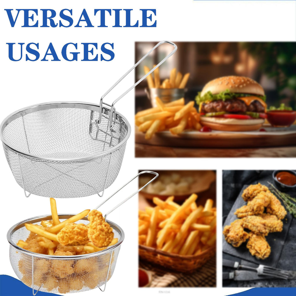 9 Inch Stainless Steel Deep Fry Basket with Handle I895