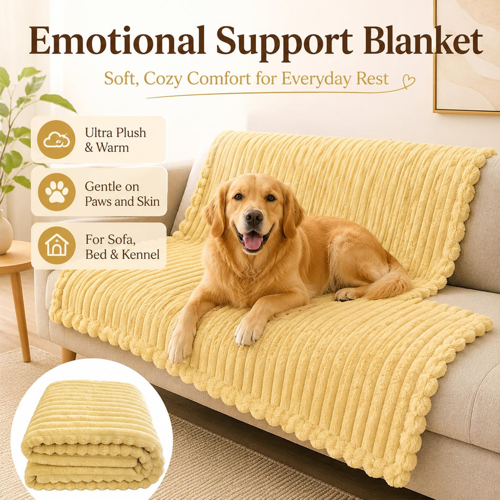 Yellow Rabbit Hair Plush Pet Blanket N7113