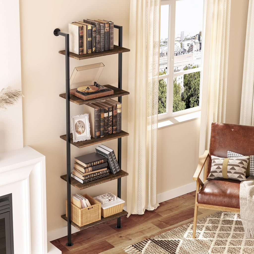 5-Tier Solid Wood Ladder Bookshelf I2360