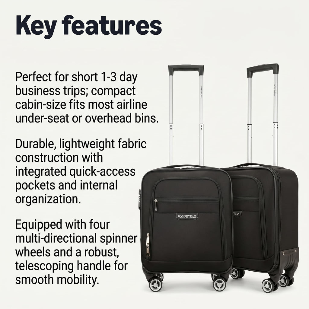 18 inch Carry on Luggage with Spinner Wheels Black J88855