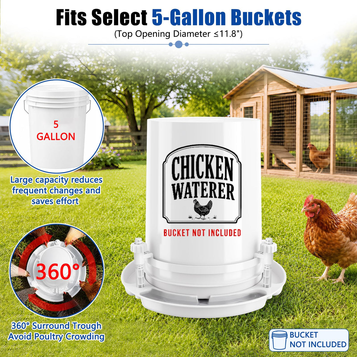 Chicken Waterer for 5 Gallon Bucket I6765