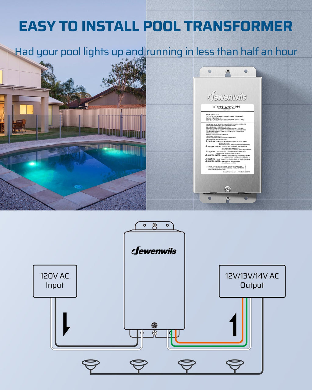 200W Low Voltage Pool Transformer T126