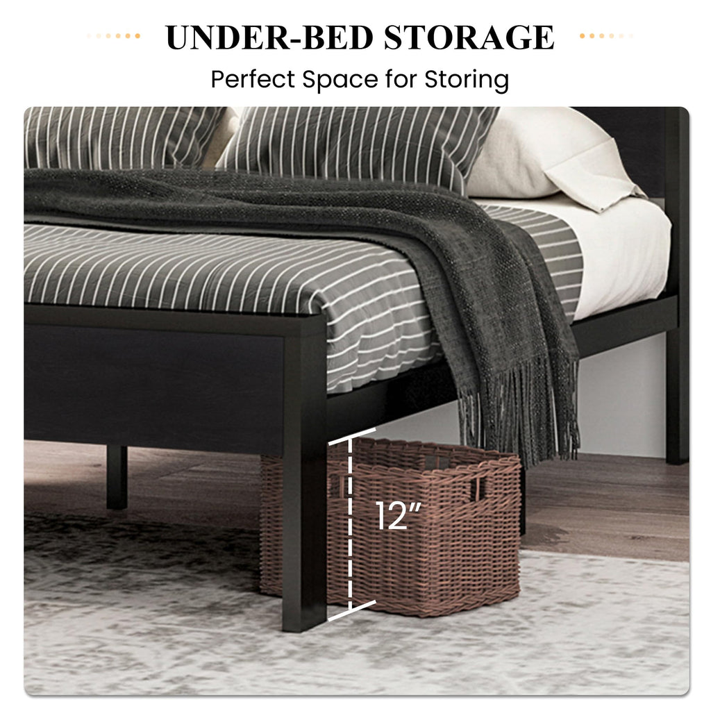 Full Size Bed Frame with Wooden Headboard and Footboard N636519