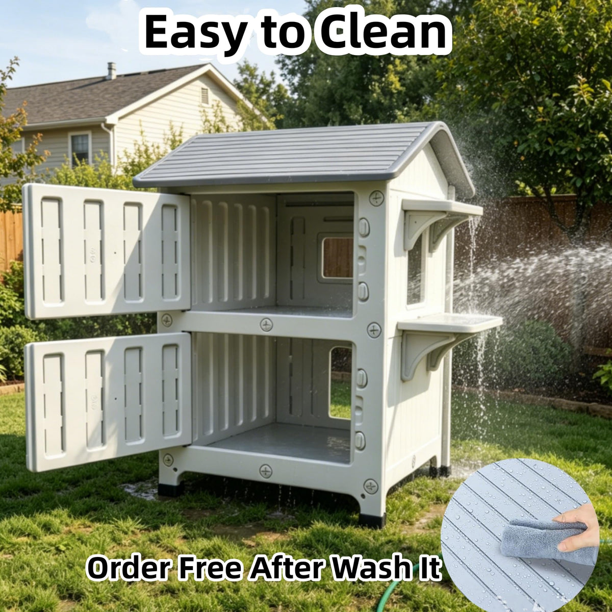 Weatherproof 2 Story Cat House with Mat P2807