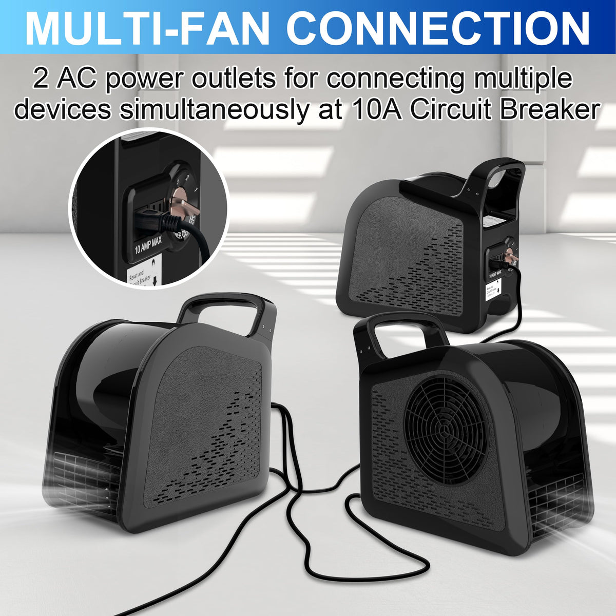 Portable High Velocity Floor Fan with 3 Speeds, Black F157