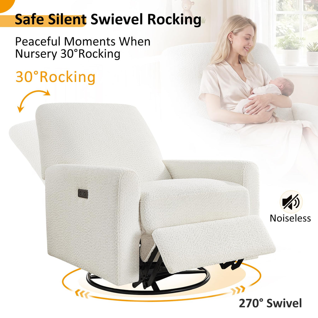White Power Rocking Recliner Chair P514944
