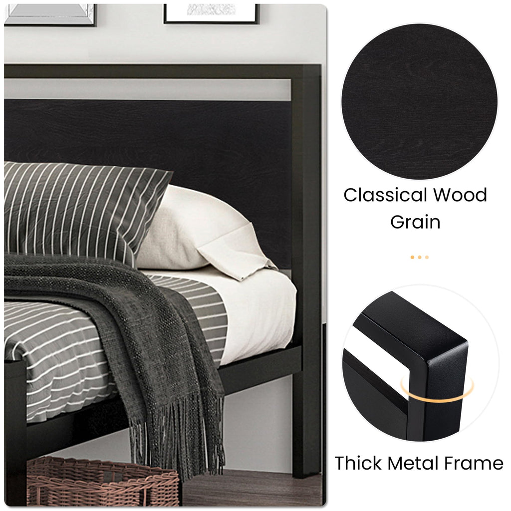 Full Size Bed Frame with Wooden Headboard and Footboard N636519