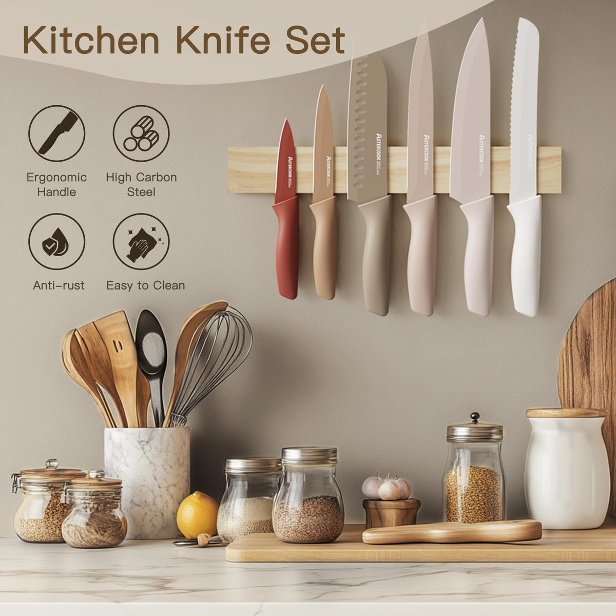 13 Piece Stainless Steel Kitchen Knife Set with Blade Guards Z91280