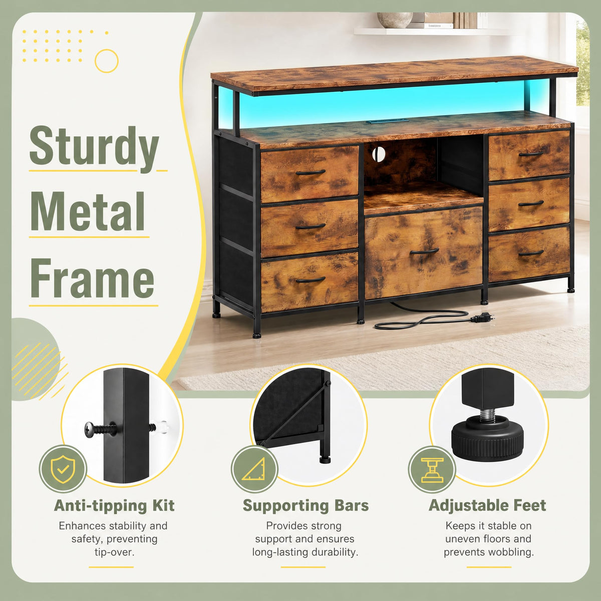 Dresser TV Stand with 7 Drawers G634001
