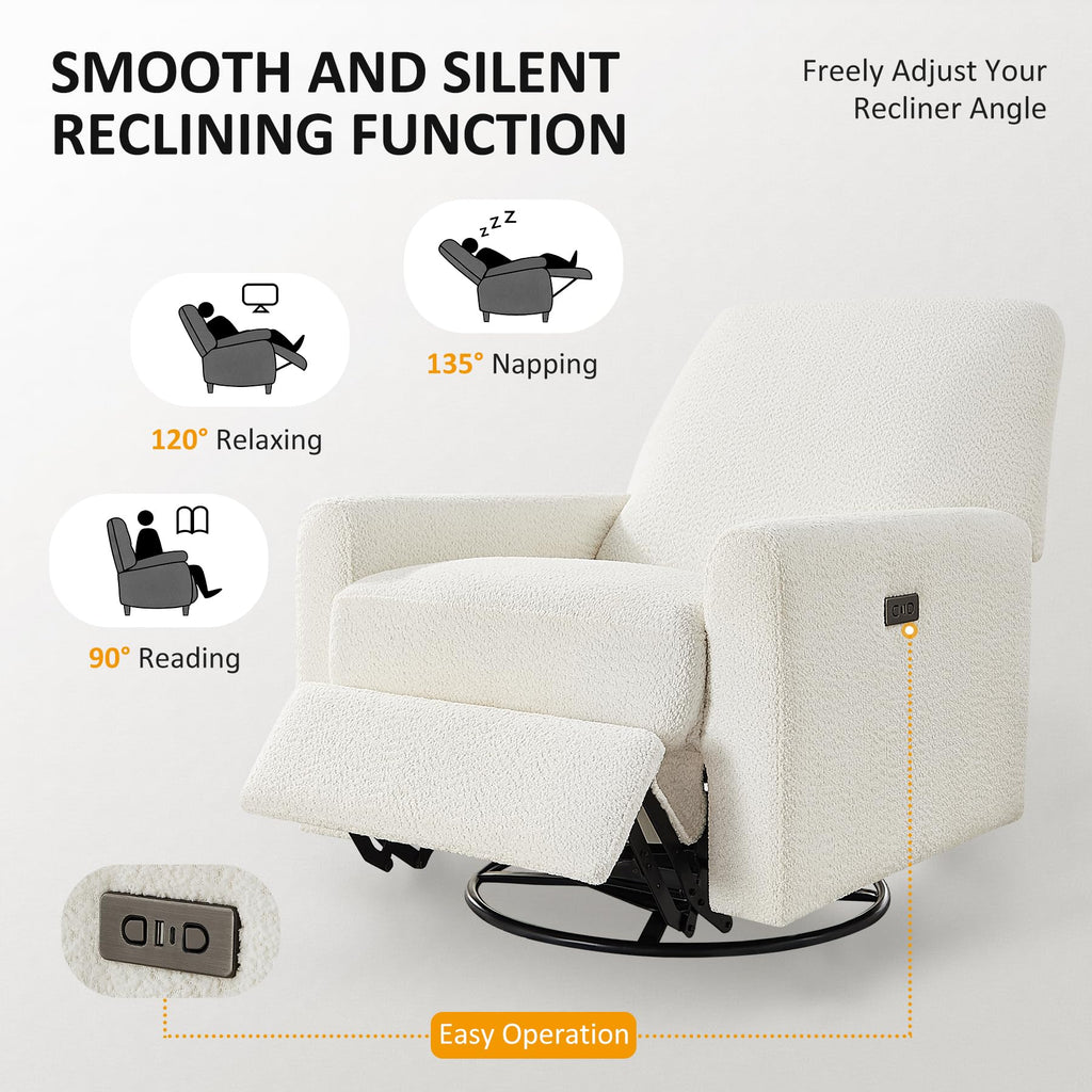 White Power Rocking Recliner Chair P514944