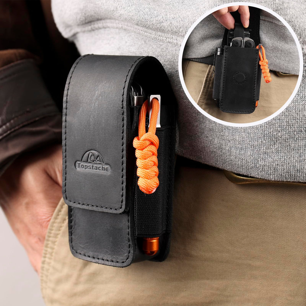 Leather Multitool Sheath with Belt Clip and Magnetic Closure C525