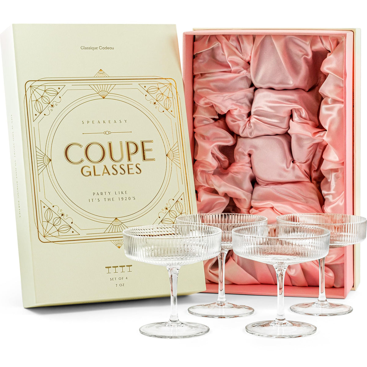 Set of 4 7 oz Coupe Cocktail Glasses with Stems G475
