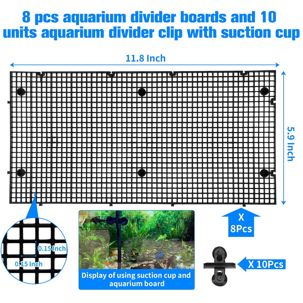Fish Tank Divider with Suction Cups Adjustable Aquarium Isolation Board D1878