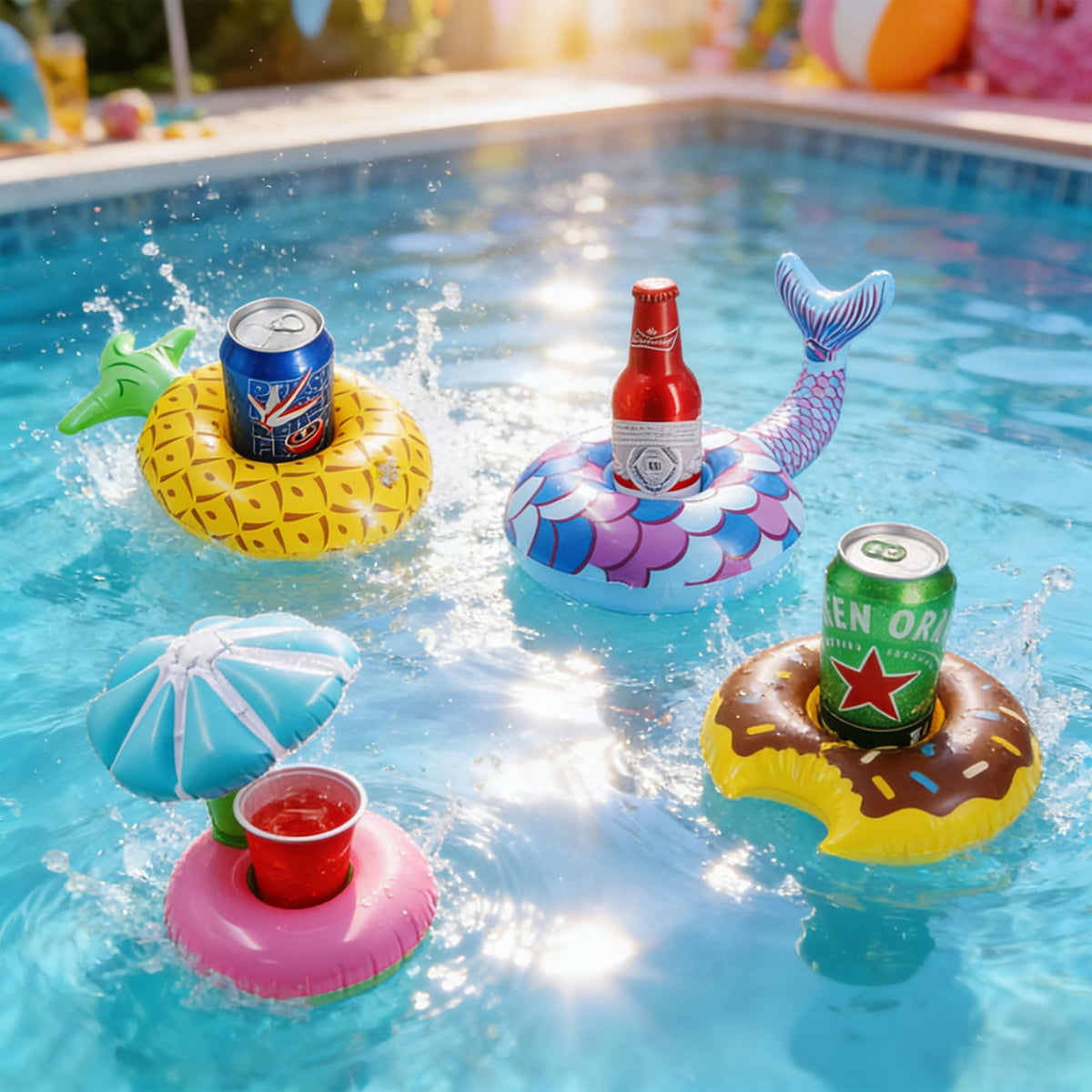 Inflatable Floating Drinking Holders, 12 Pack T430072