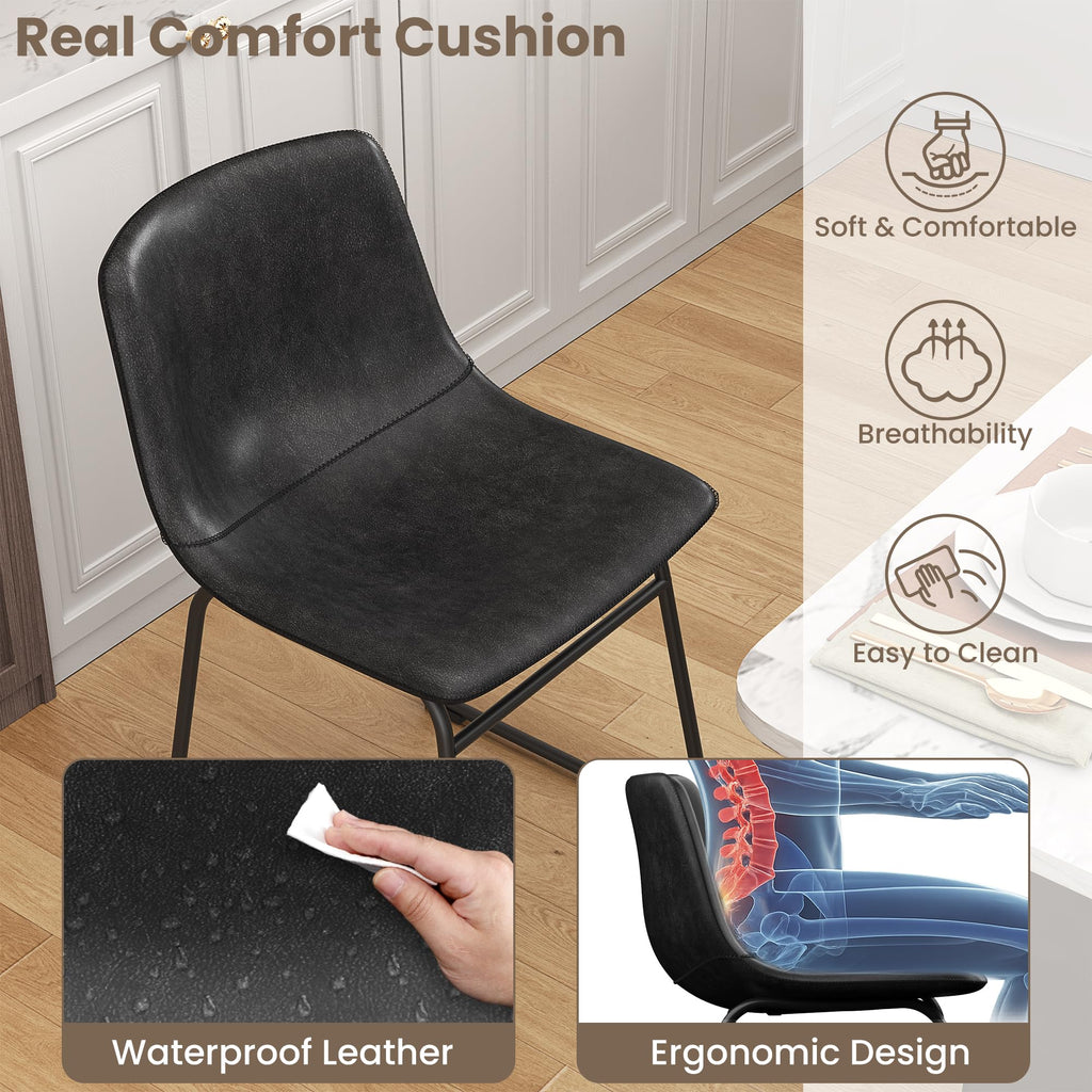 Black PU Leather Dining Chairs Set of 6 F3241