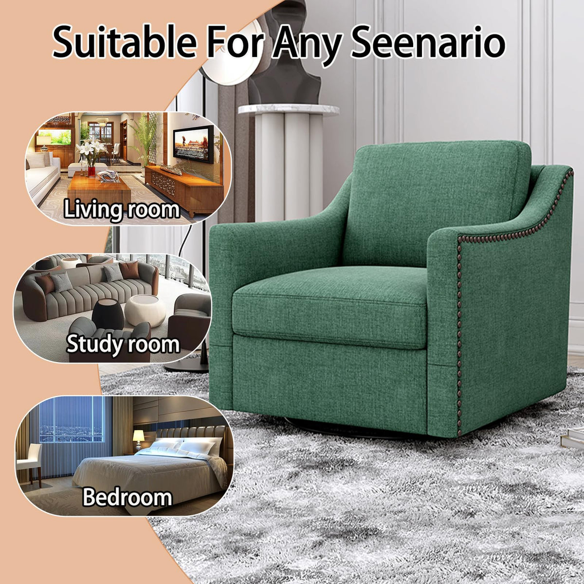 Swivel Accent Chair Set of 2 Green Armchair P560281