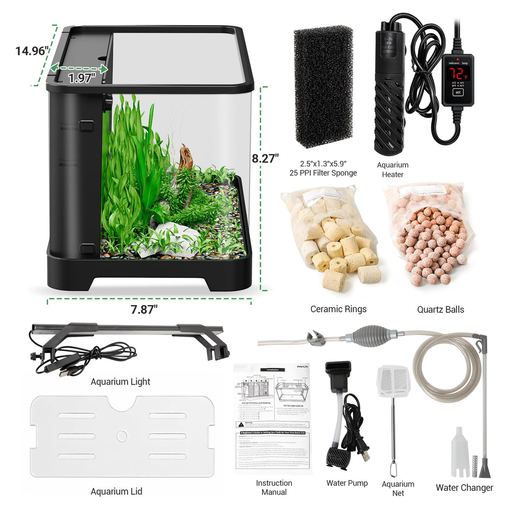 3.5 Gallon Acrylic Aquarium Starter Kit with Heater M151351