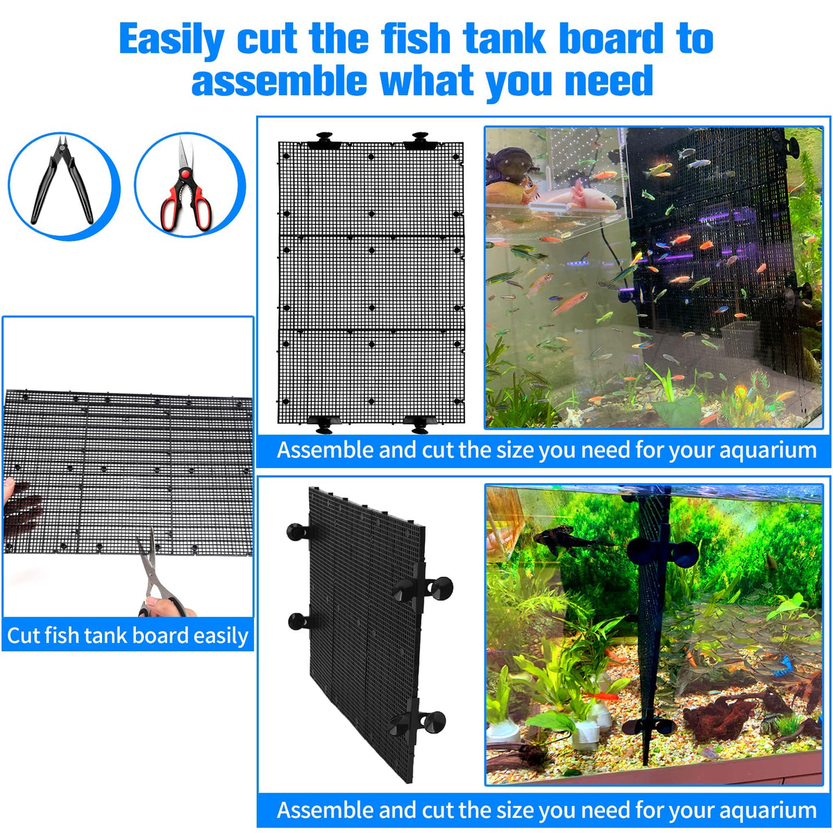 Fish Tank Divider with Suction Cups Adjustable Aquarium Isolation Board D1878