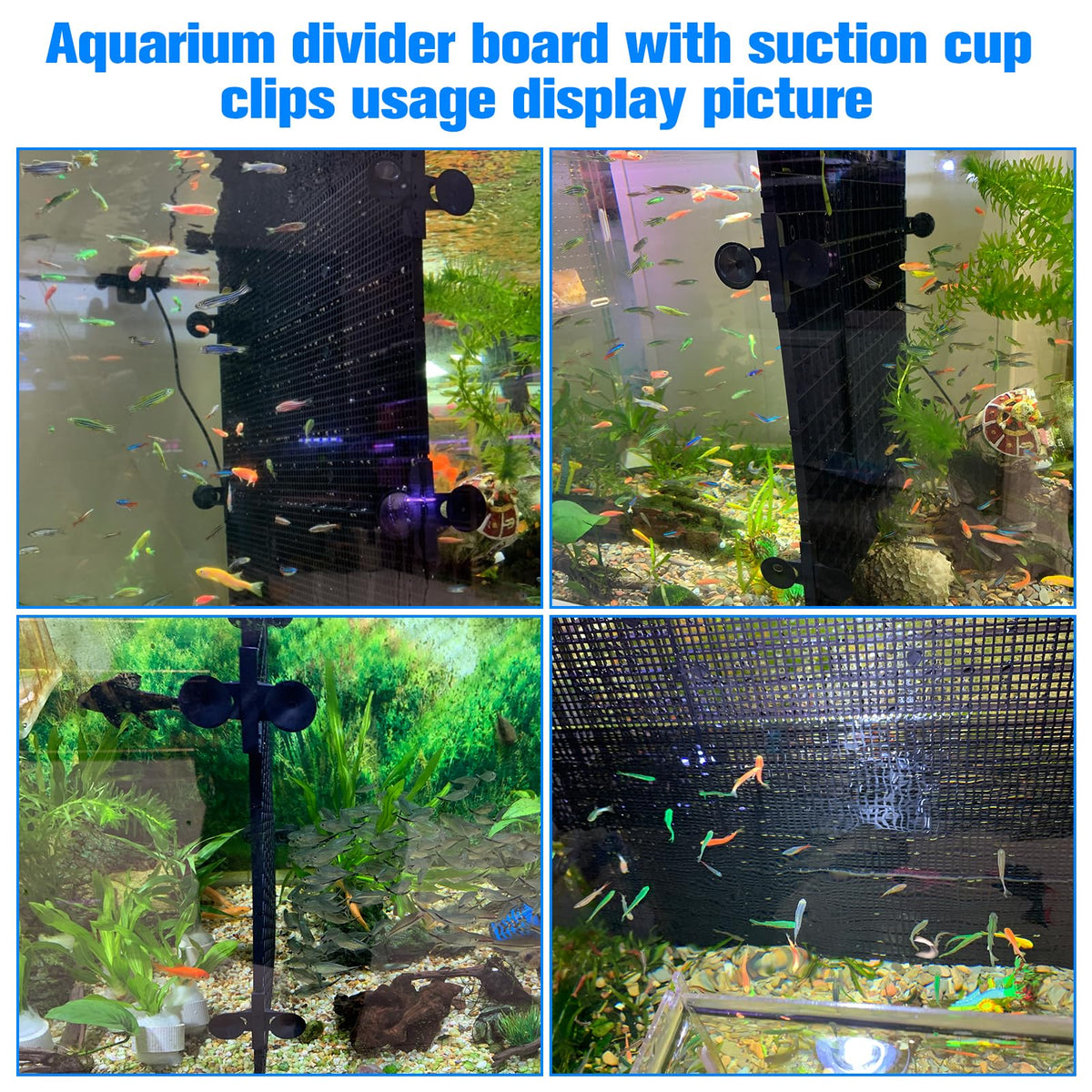 Fish Tank Divider with Suction Cups Adjustable Aquarium Isolation Board D1878