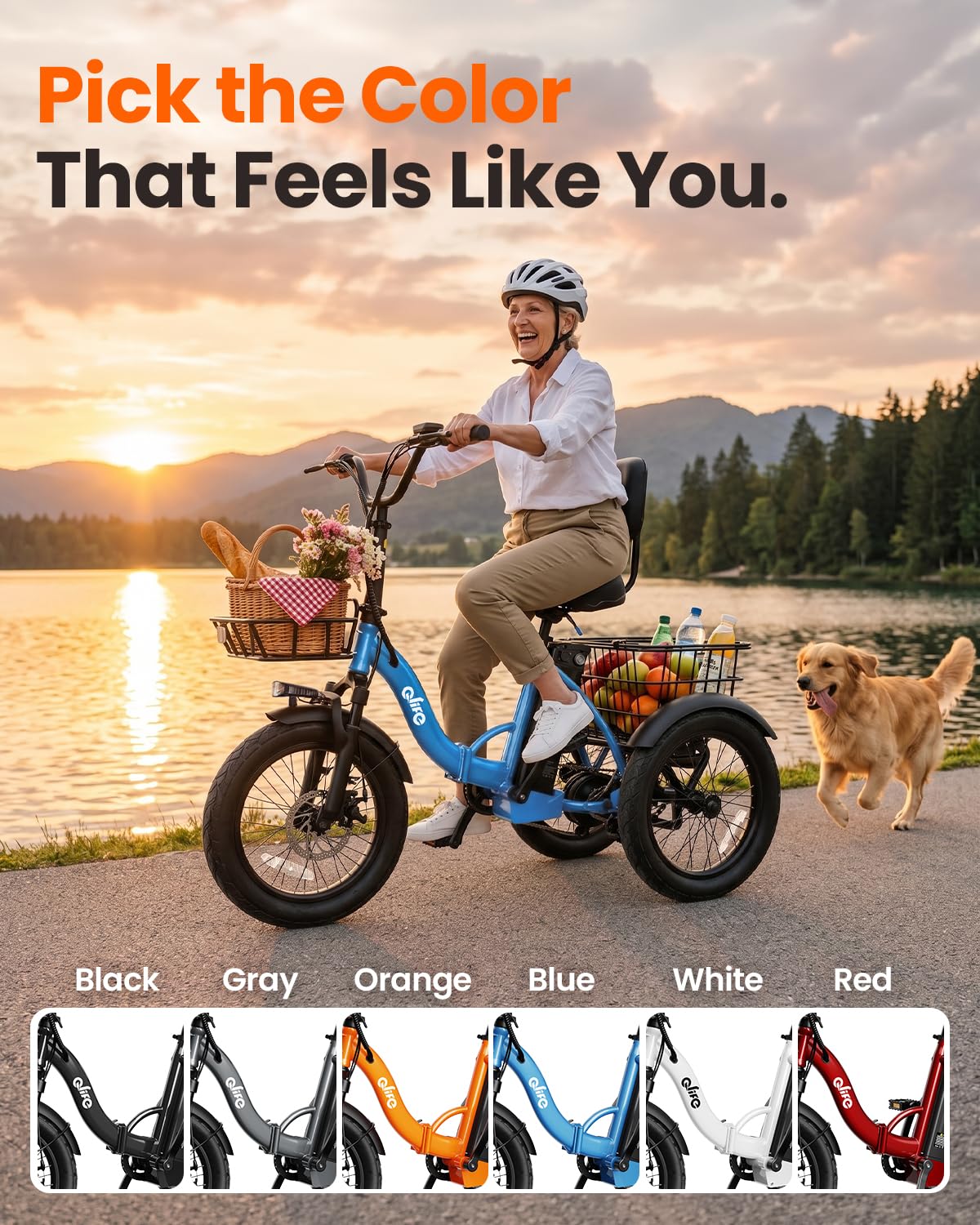 1200W Folding Electric Trike with Cargo Rack H671