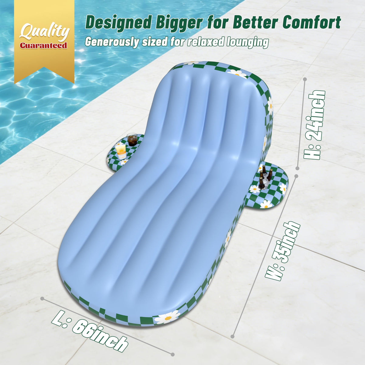 Inflatable Pool Lounger Float with Cup Holder W255