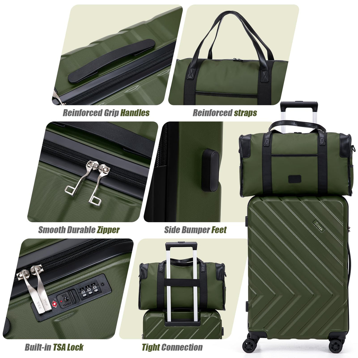 3 Piece White Carry On Luggage Set A504905