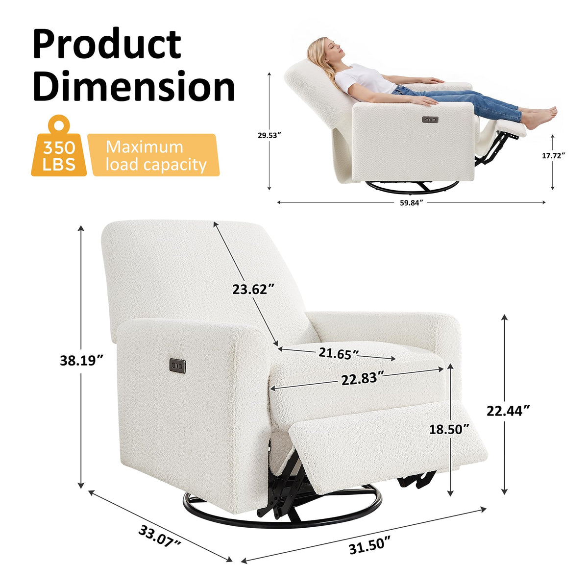 White Power Rocking Recliner Chair P514944