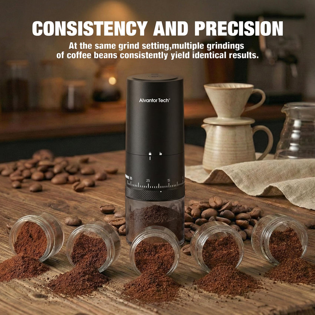 Portable Electric Burr Coffee Grinder with Ceramic Conical Burr O7649