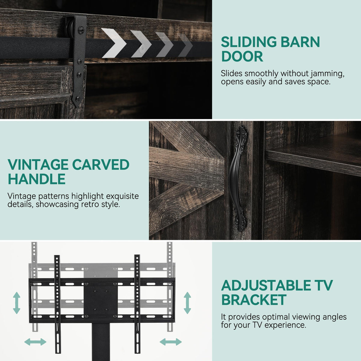 63" Oak Corner TV Stand with Barn Door J5658