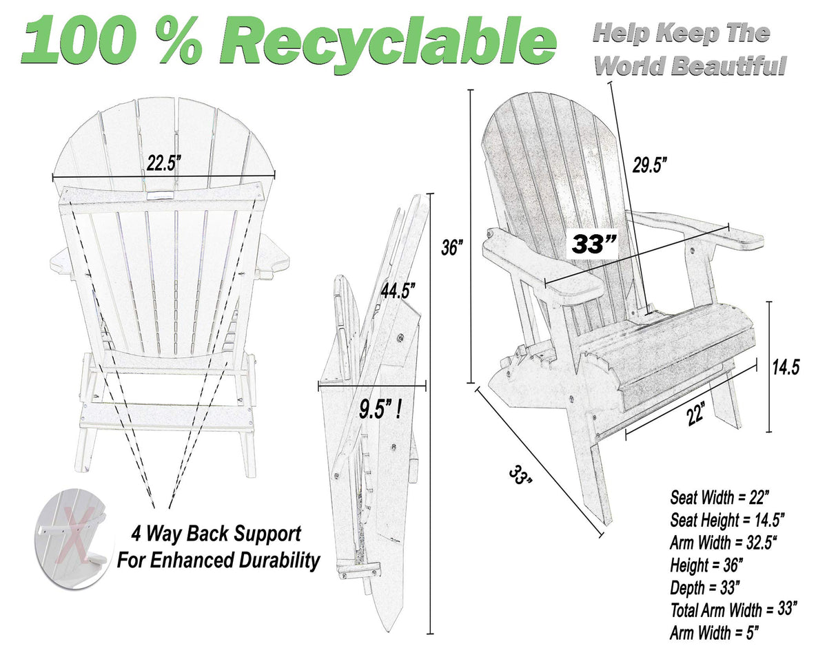 King Size Folding Adirondack Chair T3901
