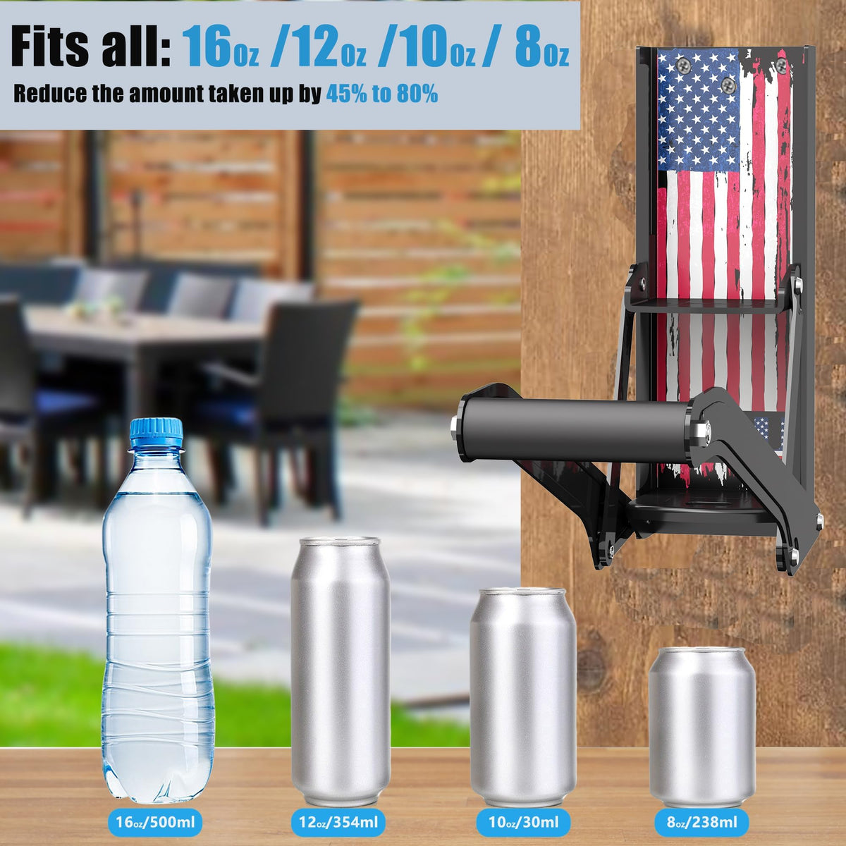 Wall Mounted Heavy Duty Metal Can Crusher for 12 oz & 16 oz Aluminum Cans O870010