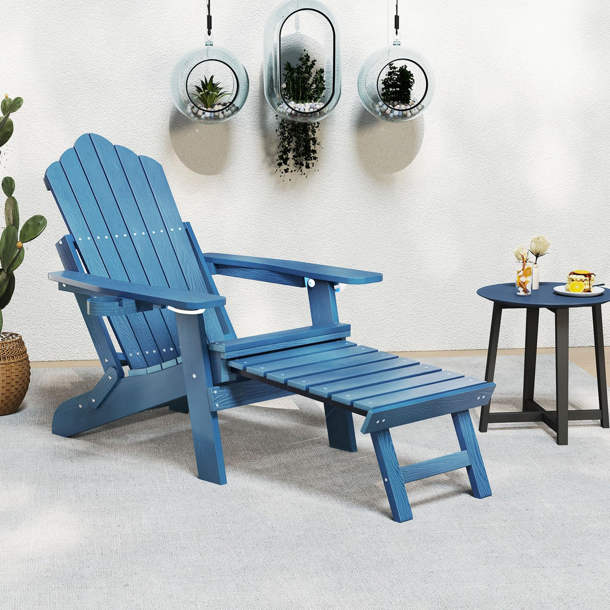 Folding Adirondack Chair with Adjustable Backrest and Ottoman P743