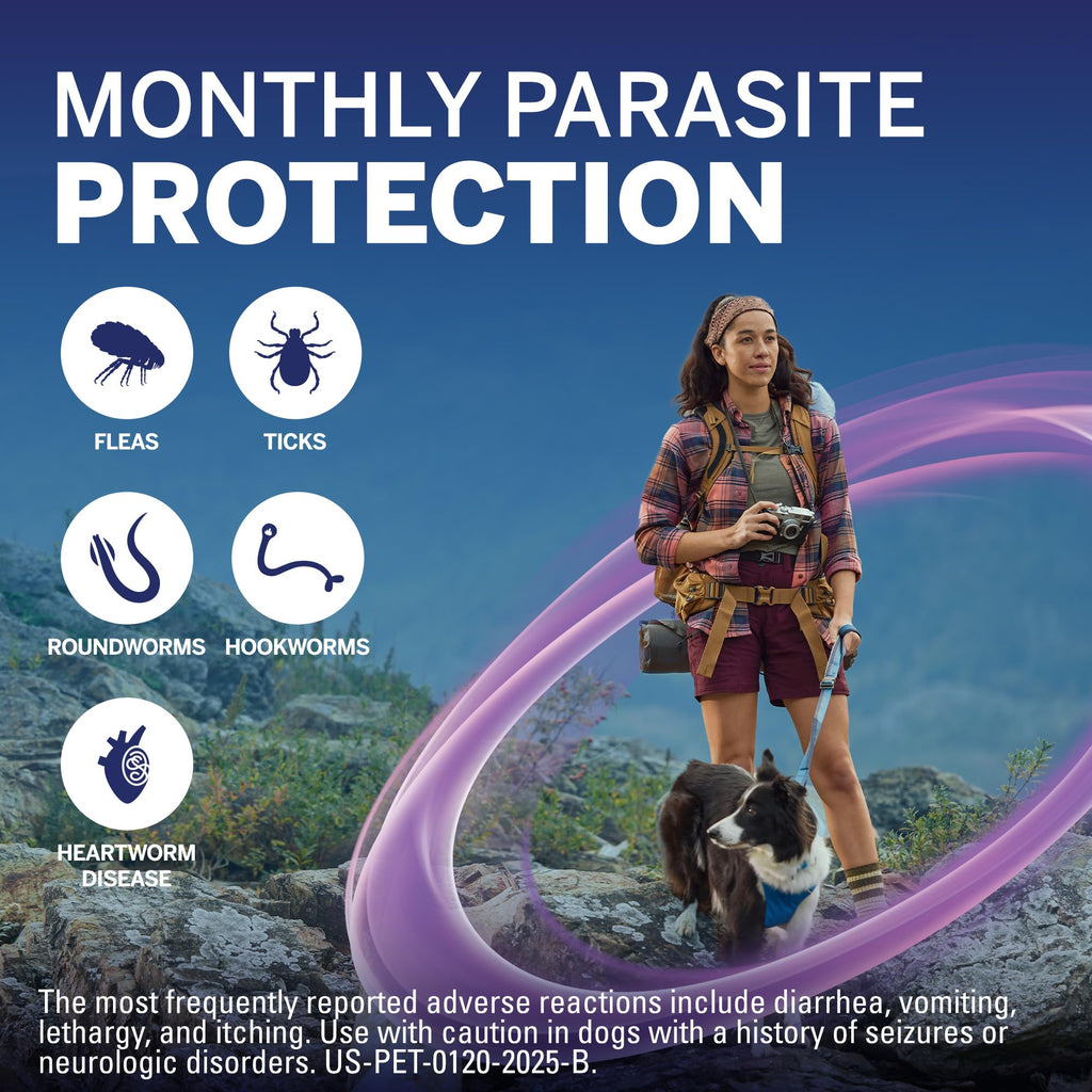 Flea and Tick Heartworm Preventive Soft Chewables for Dogs 4-8 lbs 6 Chews W4421
