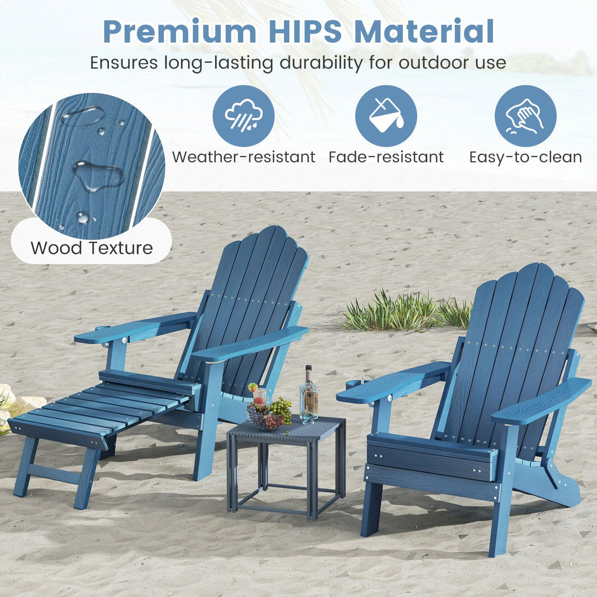 Folding Adirondack Chair with Adjustable Backrest and Ottoman P743