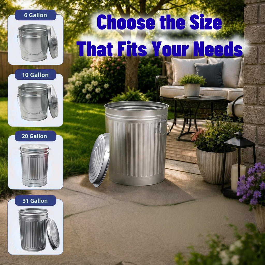 20 Gallon Galvanized Steel Trash Can with Locking Lid V696904