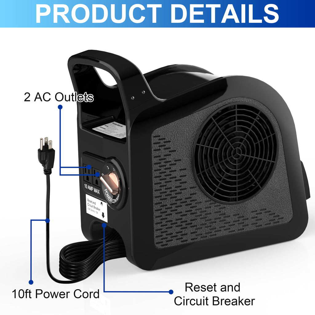 Portable High Velocity Floor Fan with 3 Speeds, Black F157