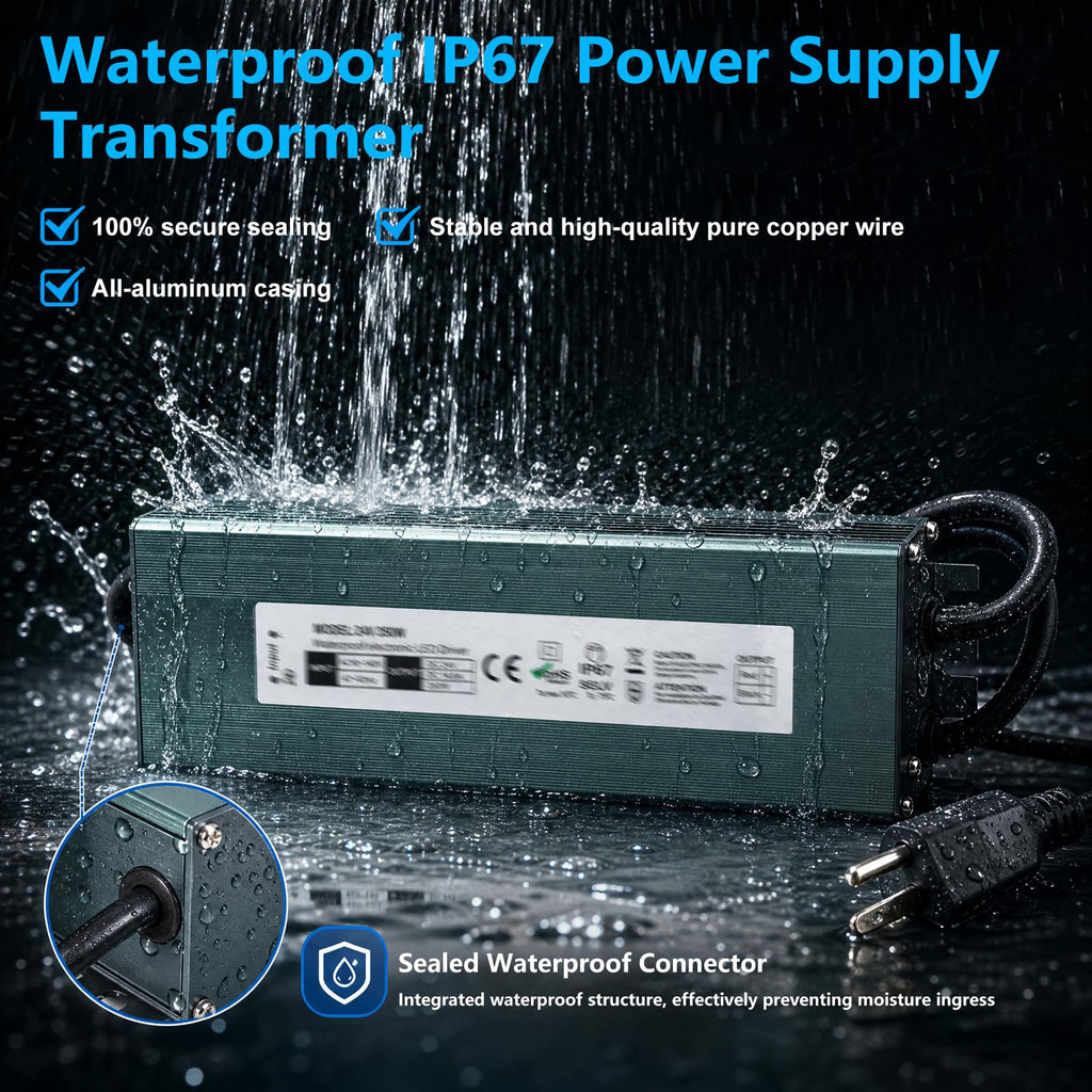 2 Pack 12V 200W Waterproof IP67 LED Driver S841