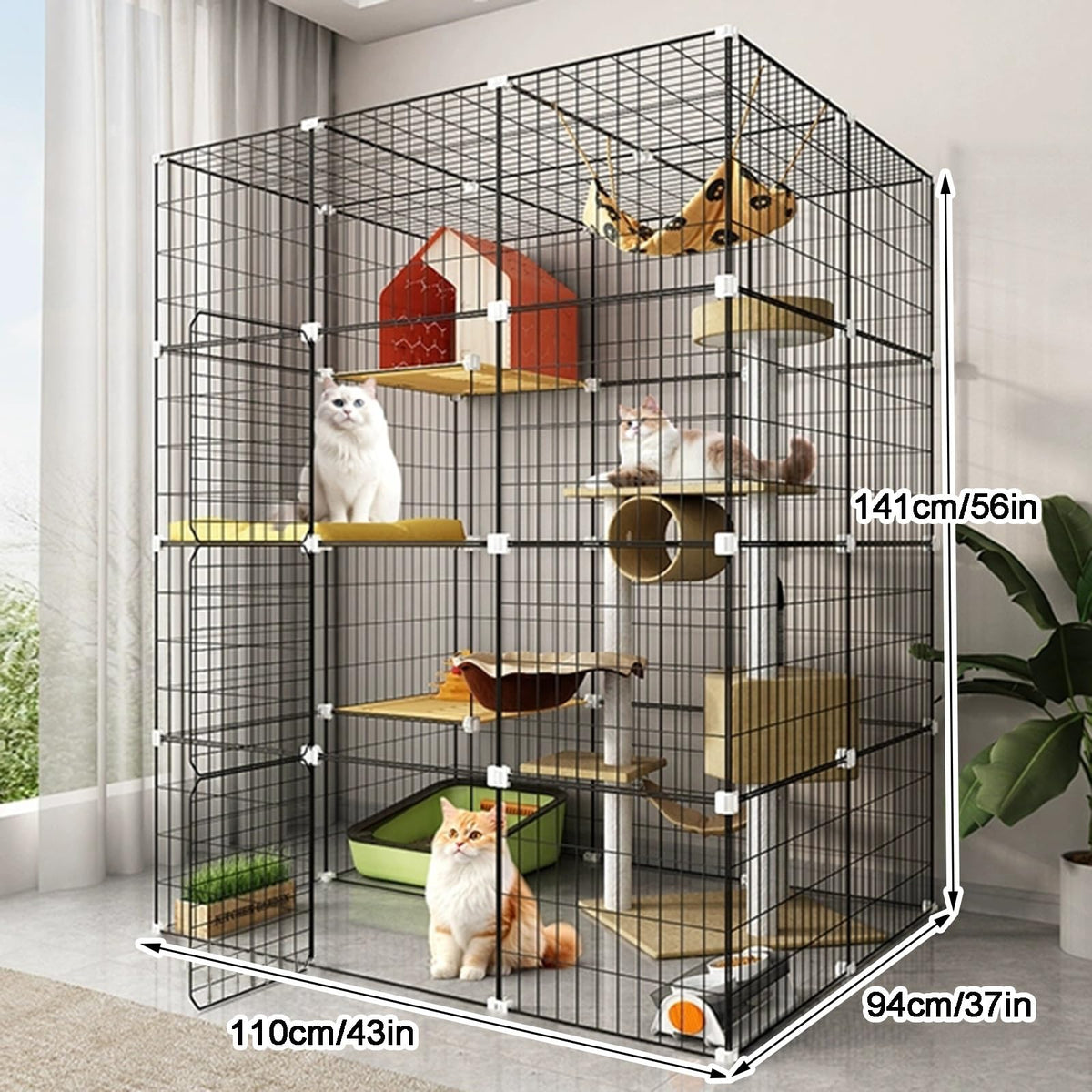 Metal Wire Cat Cage, 3x2x4 Cat Kennel R63659