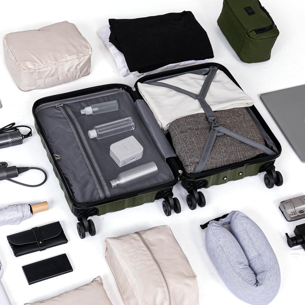 3 Piece White Carry On Luggage Set A504905