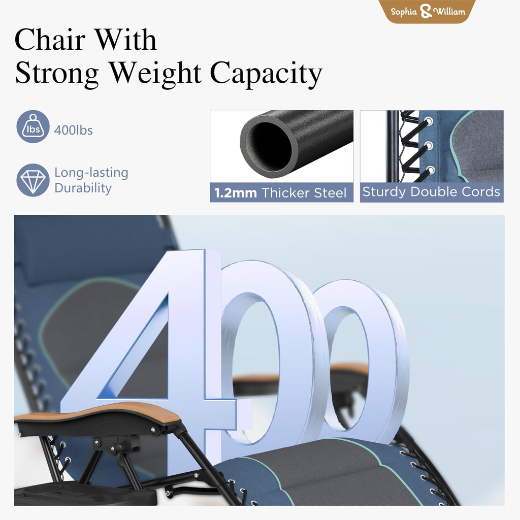 Blue Padded Zero Gravity Chair Set of 2 K106782