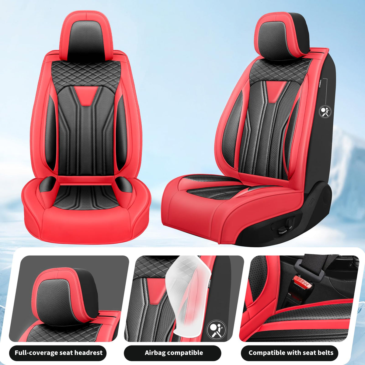 Car Seat Covers Red & Black N9992