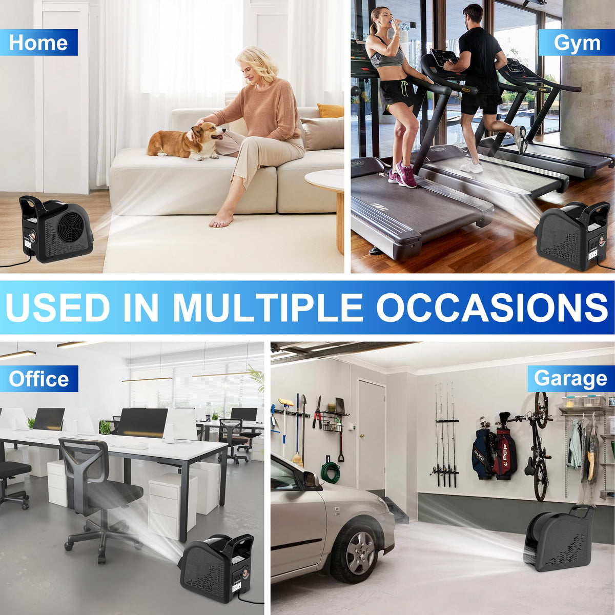 Portable High Velocity Floor Fan with 3 Speeds, Black F157