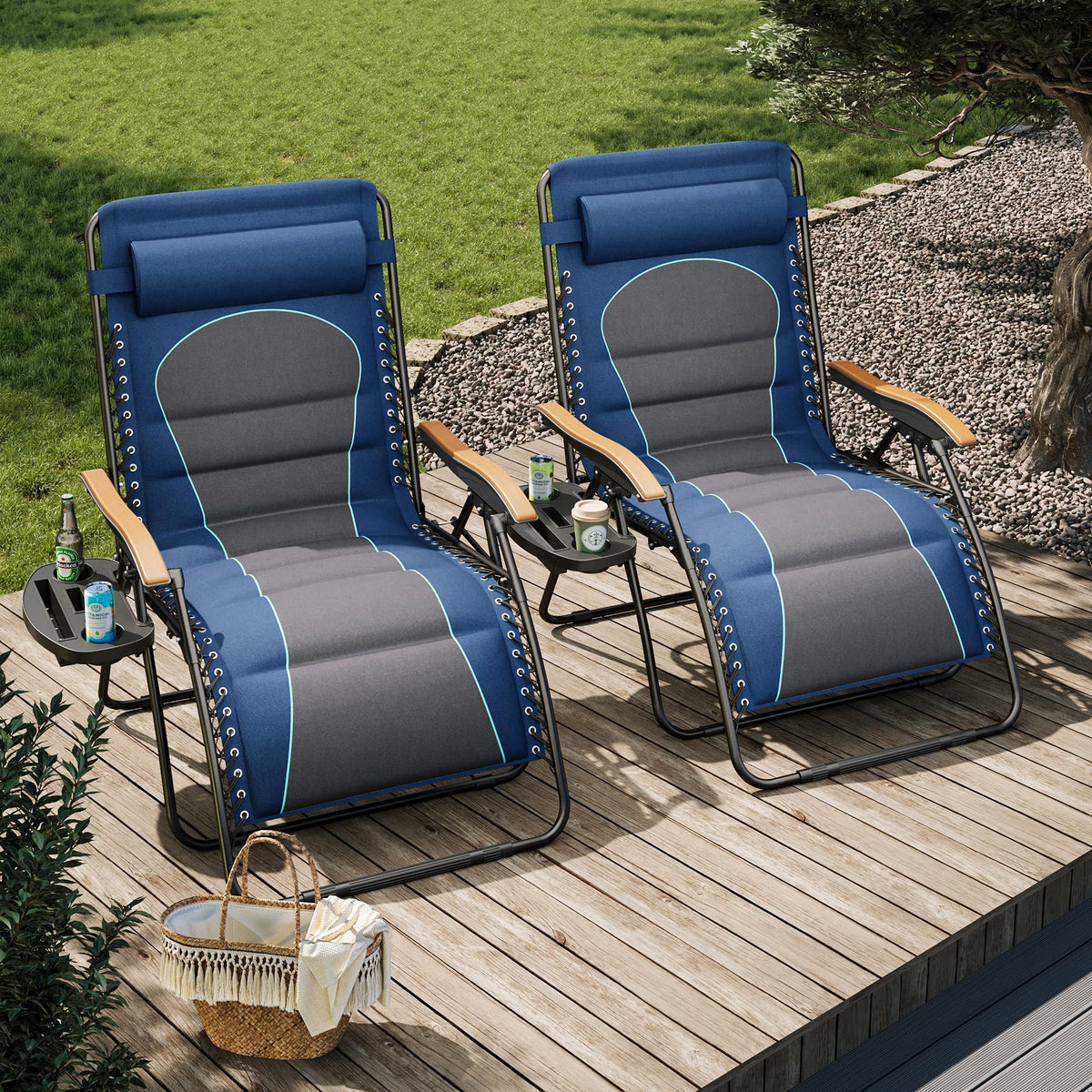Blue Padded Zero Gravity Chair Set of 2 K106782