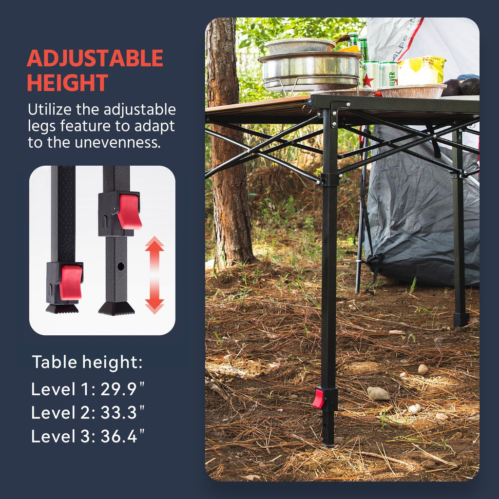 Large Adjustable Height Aluminum Camping Table W87076