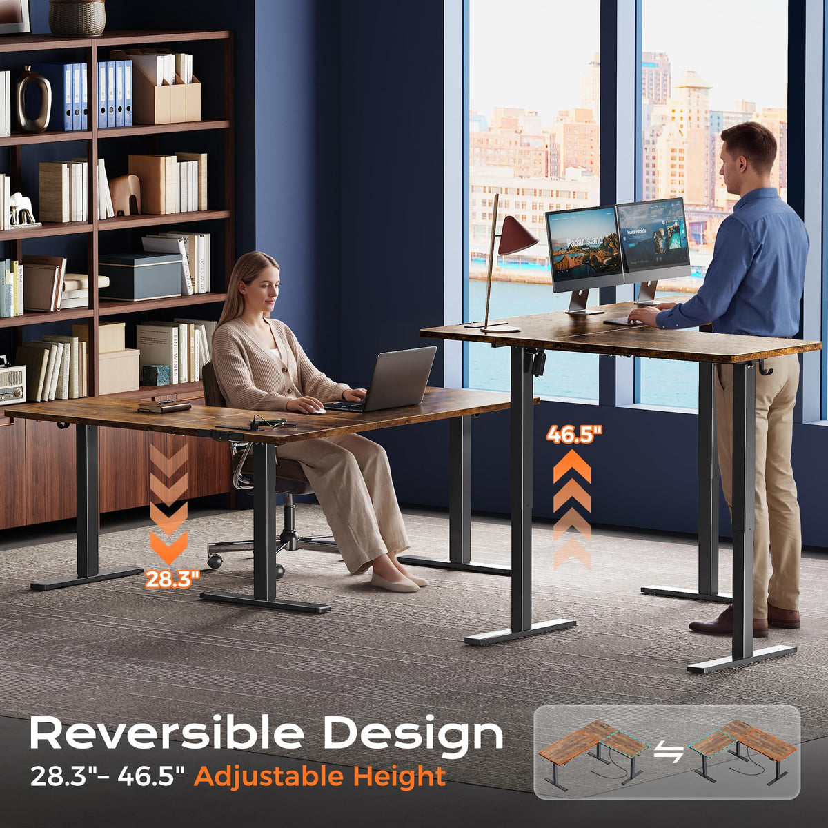 63 x 55 Inch L Shaped Standing Desk with Power Outlets E167