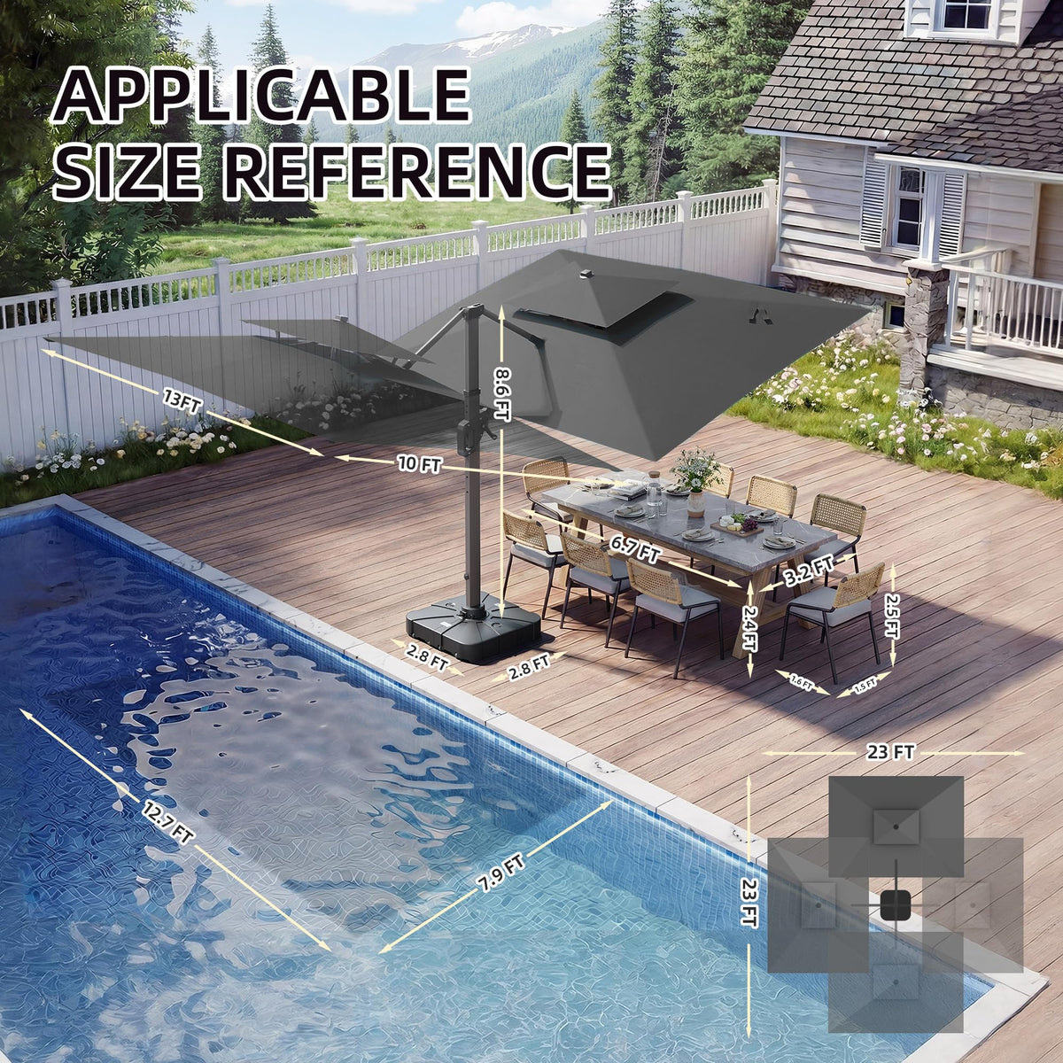 Cantilever Outdoor Patio Umbrella with Base A330501