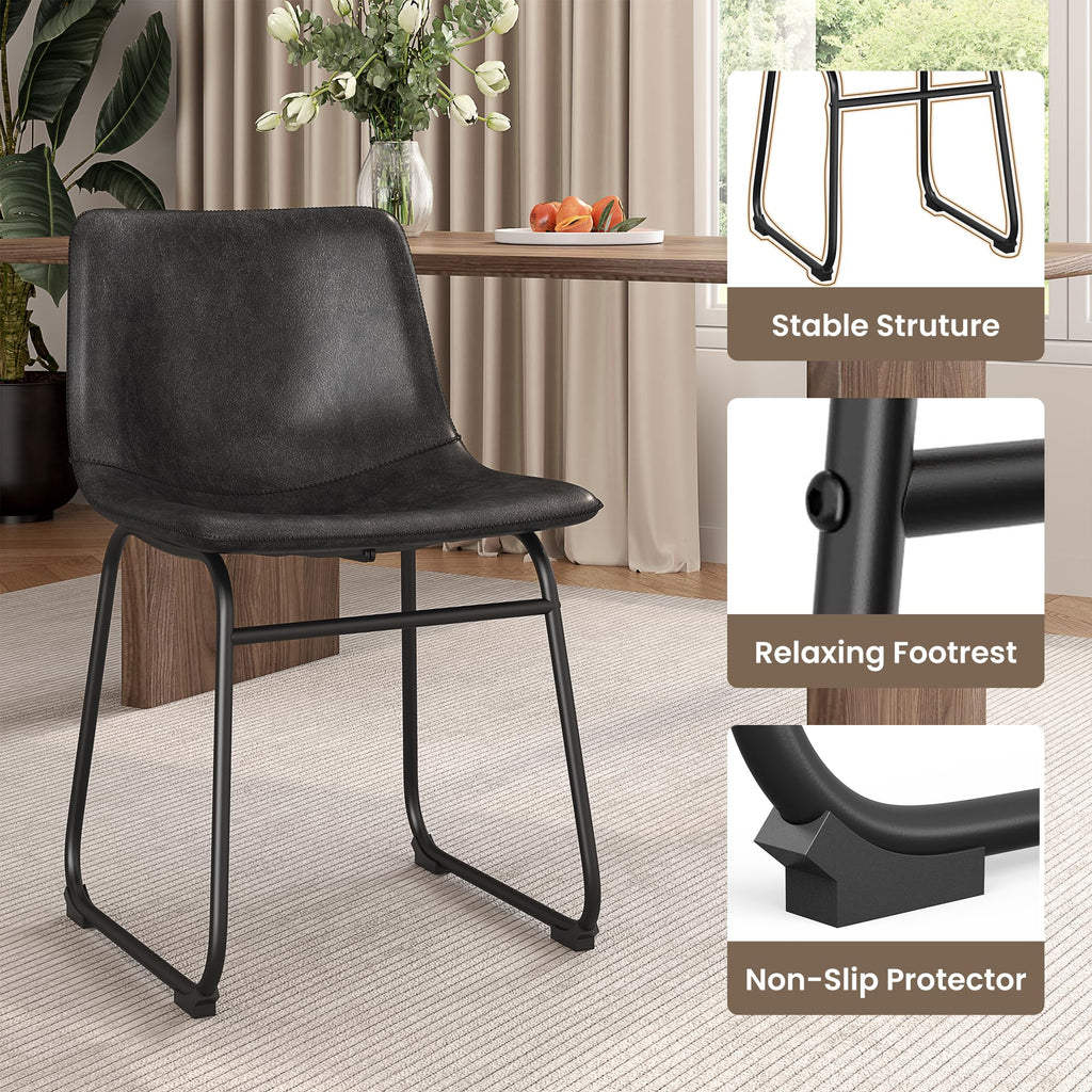 Black PU Leather Dining Chairs Set of 6 F3241