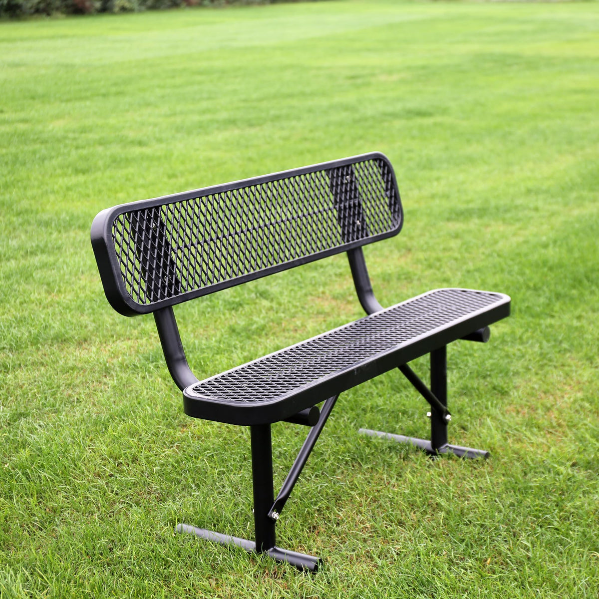 Black Metal Park Bench with Backrest T511691