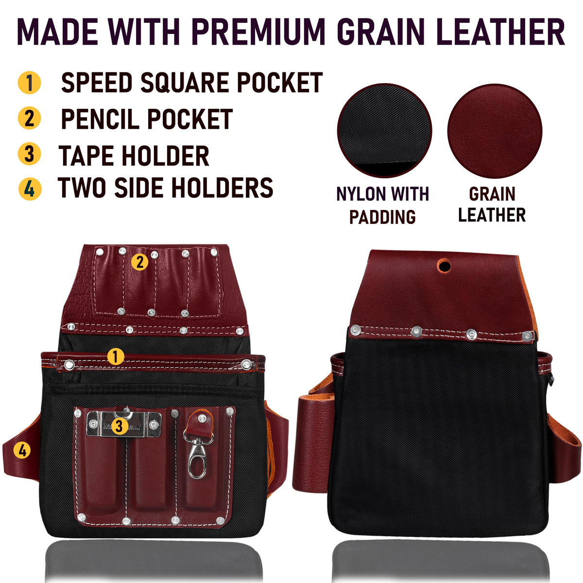 Heavy Duty Leather & 1680D Nylon 26 Pockets Electrician Tool Belt & Bag Combo U14294