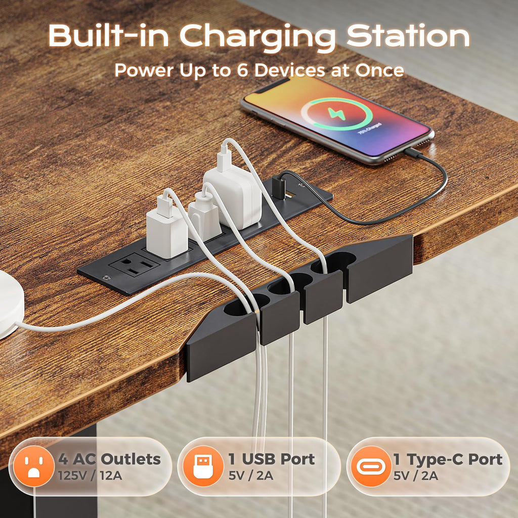63 x 55 Inch L Shaped Standing Desk with Power Outlets E167